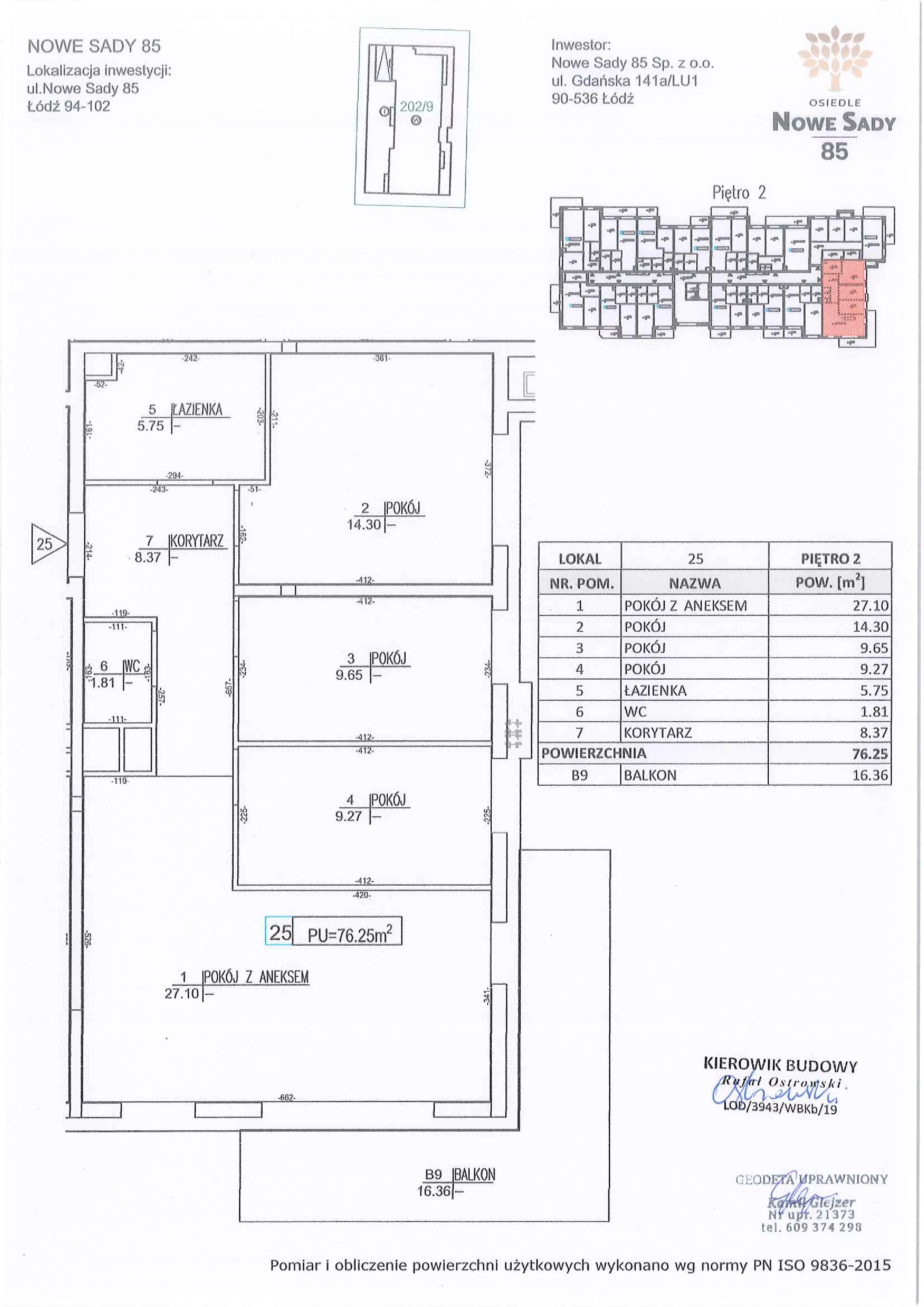 4 pokoje, mieszkanie 76,25 m², piętro 2, oferta nr M25, Nowe Sady 85, Łódź, Polesie, ul. Nowe Sady 85