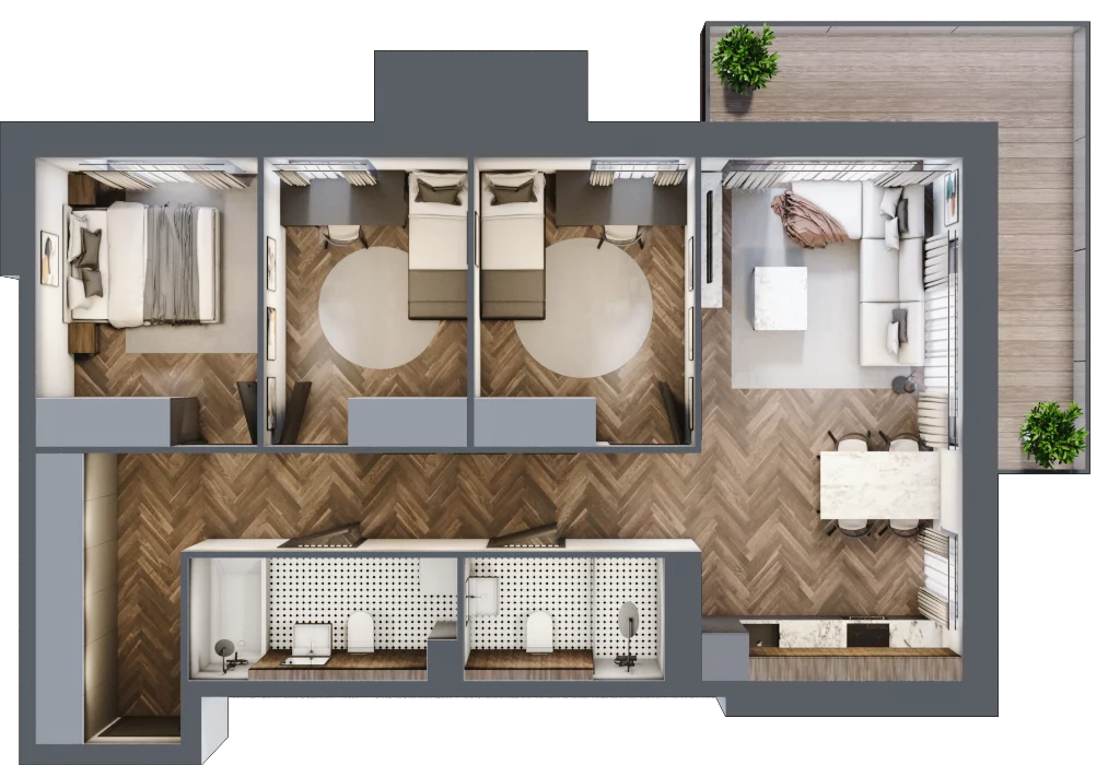 4 pokoje, mieszkanie 75,96 m², piętro 3, oferta nr M38, Nowe Sady 85, Łódź, Polesie, ul. Nowe Sady 85