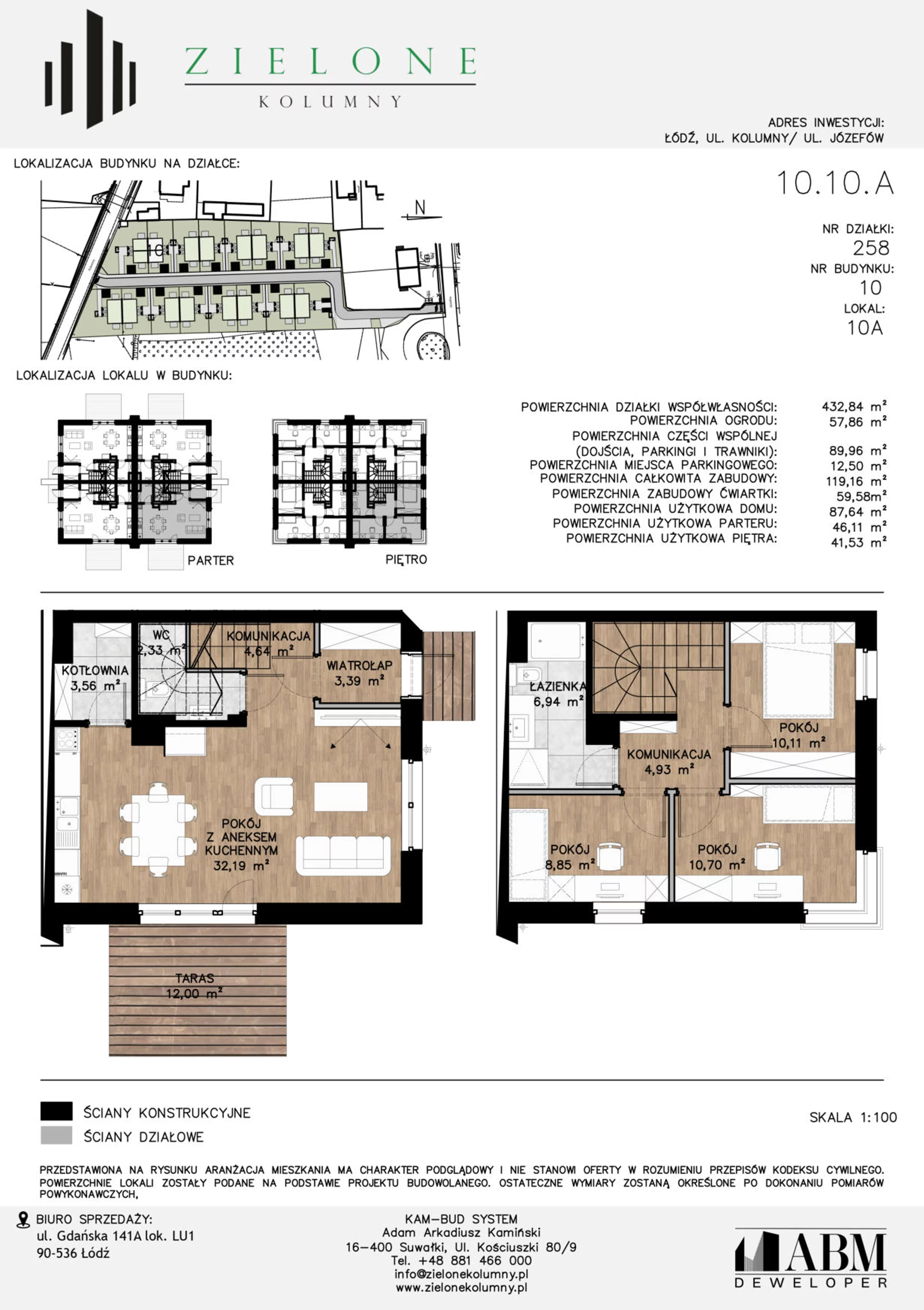 Mieszkanie 90,03 m², parter, oferta nr 10A, Zielone Kolumny, Łódź, Górna, Wiskitno, ul. Kolumny 