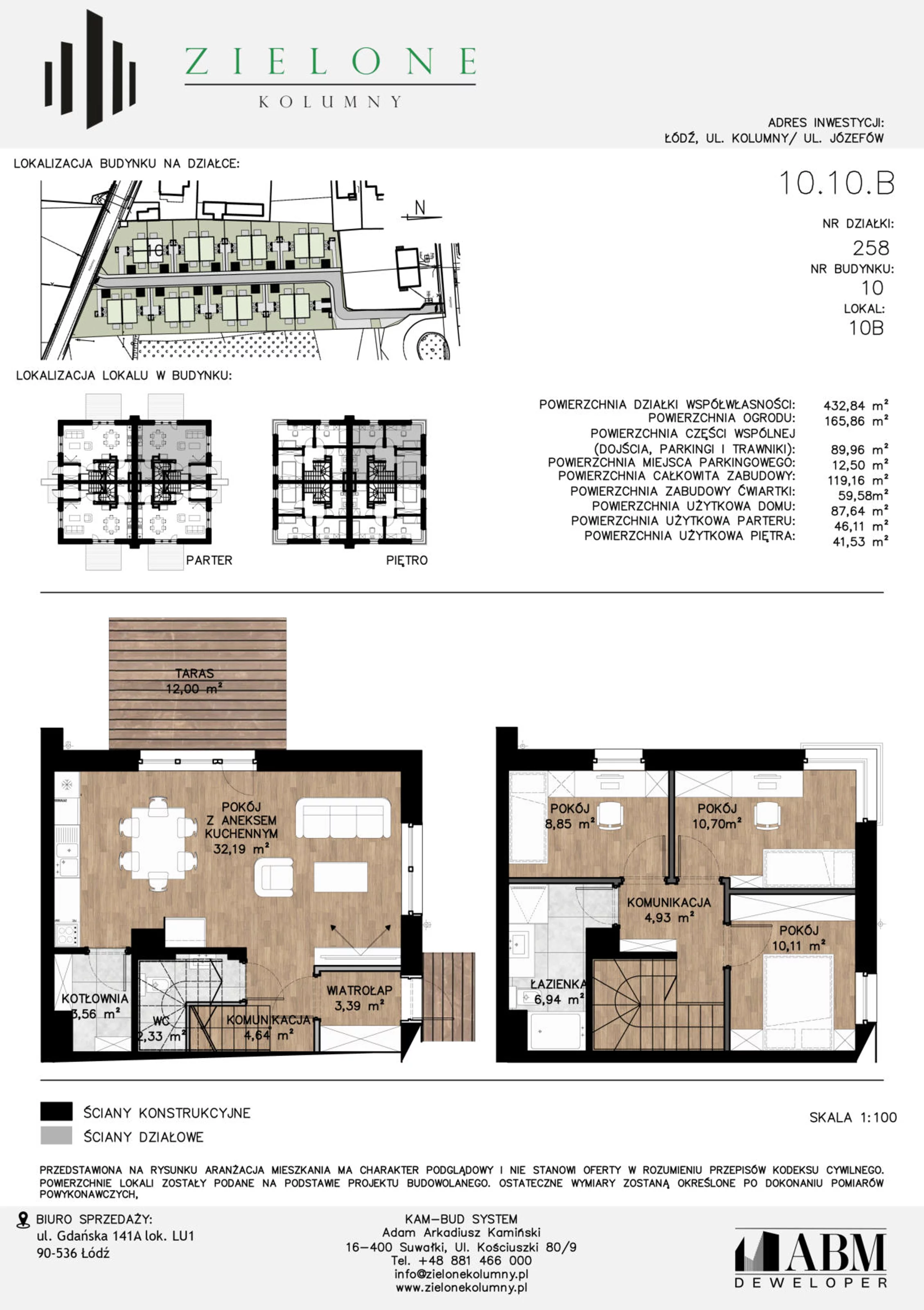 Mieszkanie 90,56 m², parter, oferta nr 10B, Zielone Kolumny, Łódź, Górna, Wiskitno, ul. Kolumny 