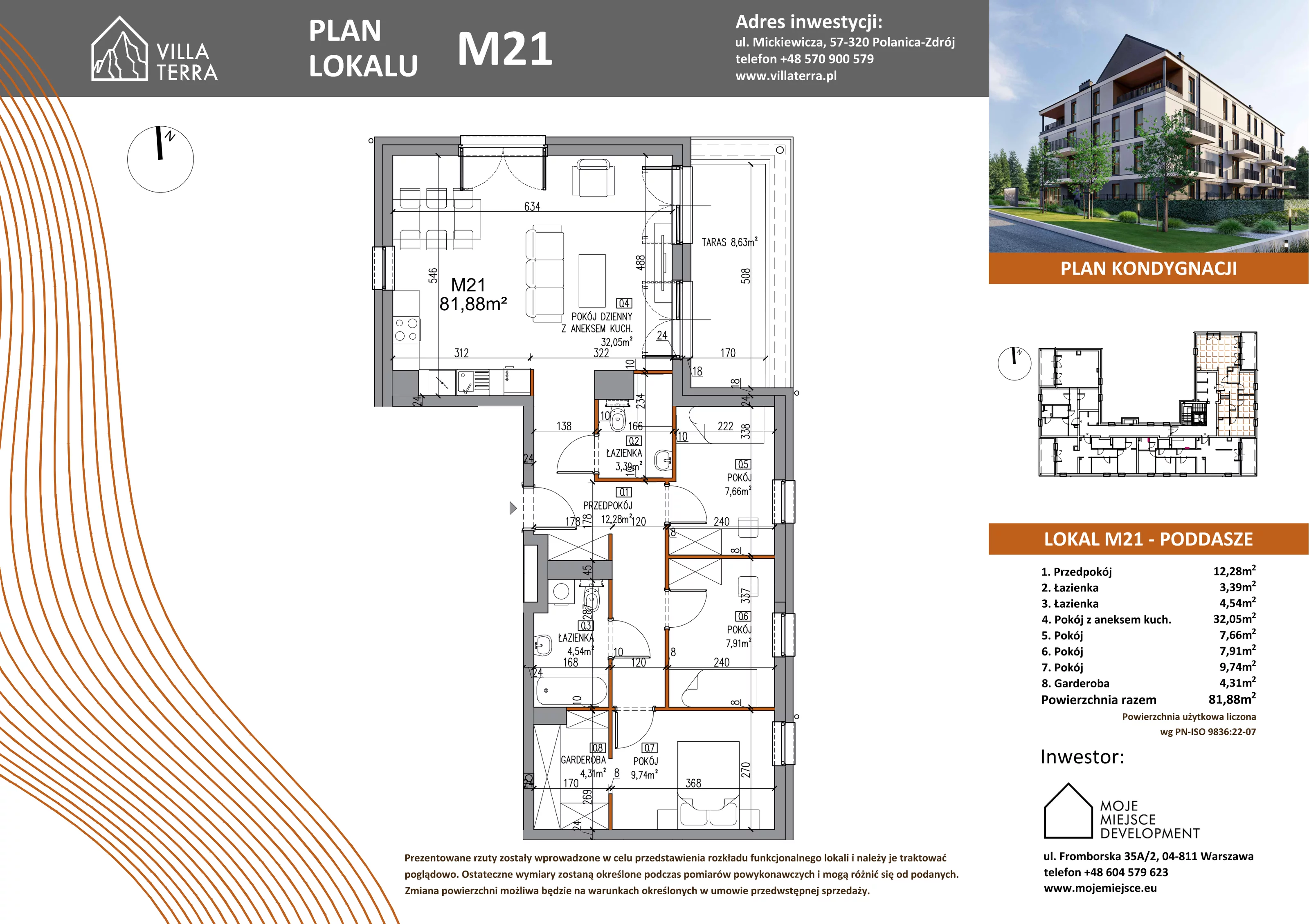 Apartament 81,88 m², piętro 3, oferta nr M21, Villa Terra		, Polanica-Zdrój, ul. Mickiewicza 2C