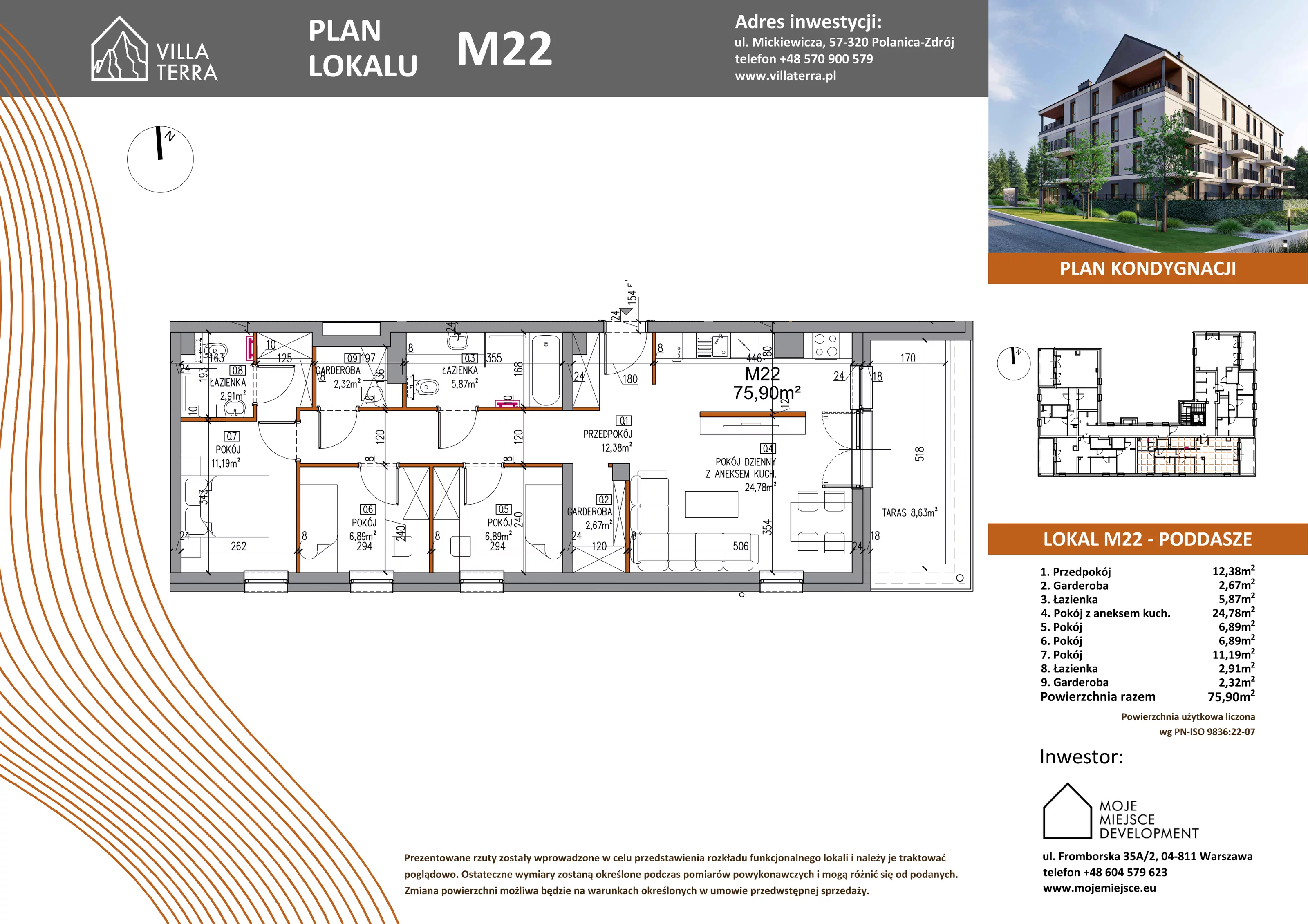 Apartament 75,90 m², piętro 3, oferta nr M22, Villa Terra		, Polanica-Zdrój, ul. Mickiewicza 2C