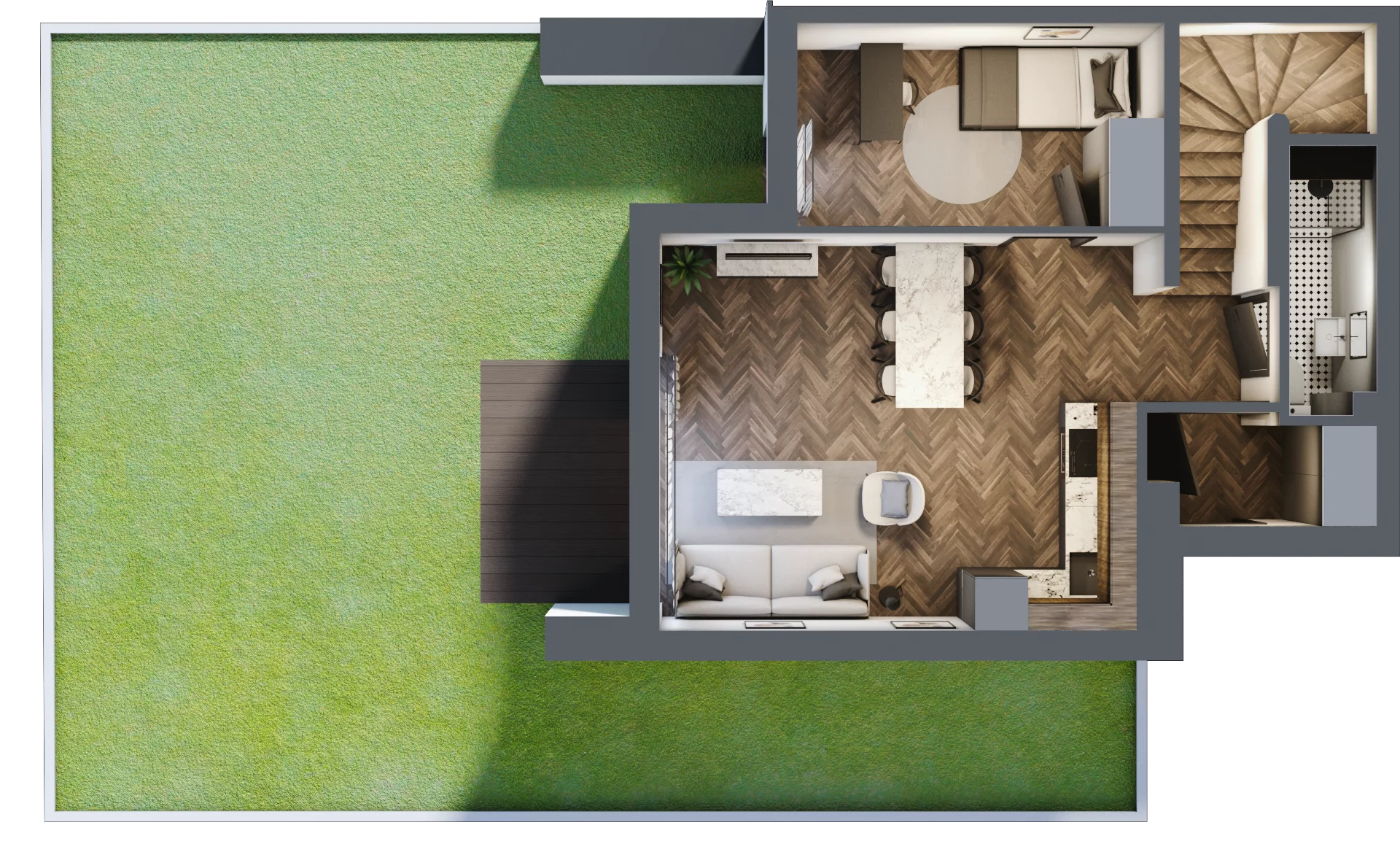 4 pokoje, mieszkanie 74,38 m², parter, oferta nr A2.1, Tarasy Moderno, Kraków, Łagiewniki-Borek Fałęcki, ul. Zbrojarzy