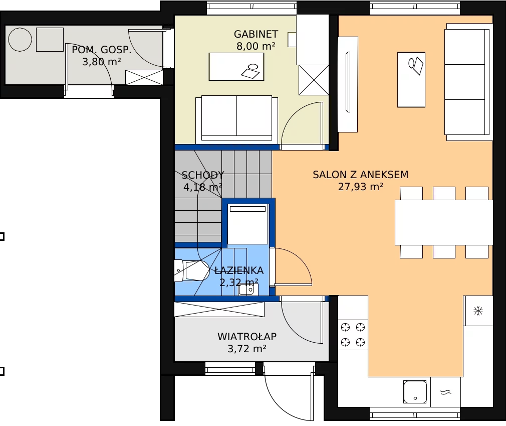 Zalety domu 90 m², 1B