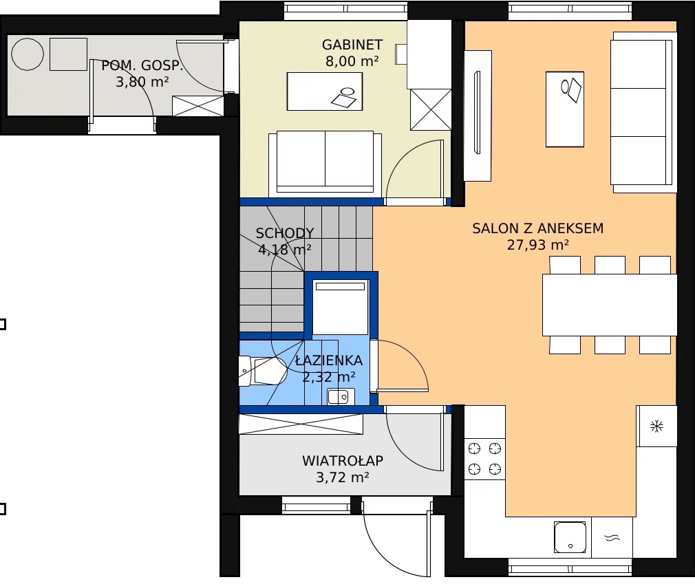 Zalety domu 90 m², 2A