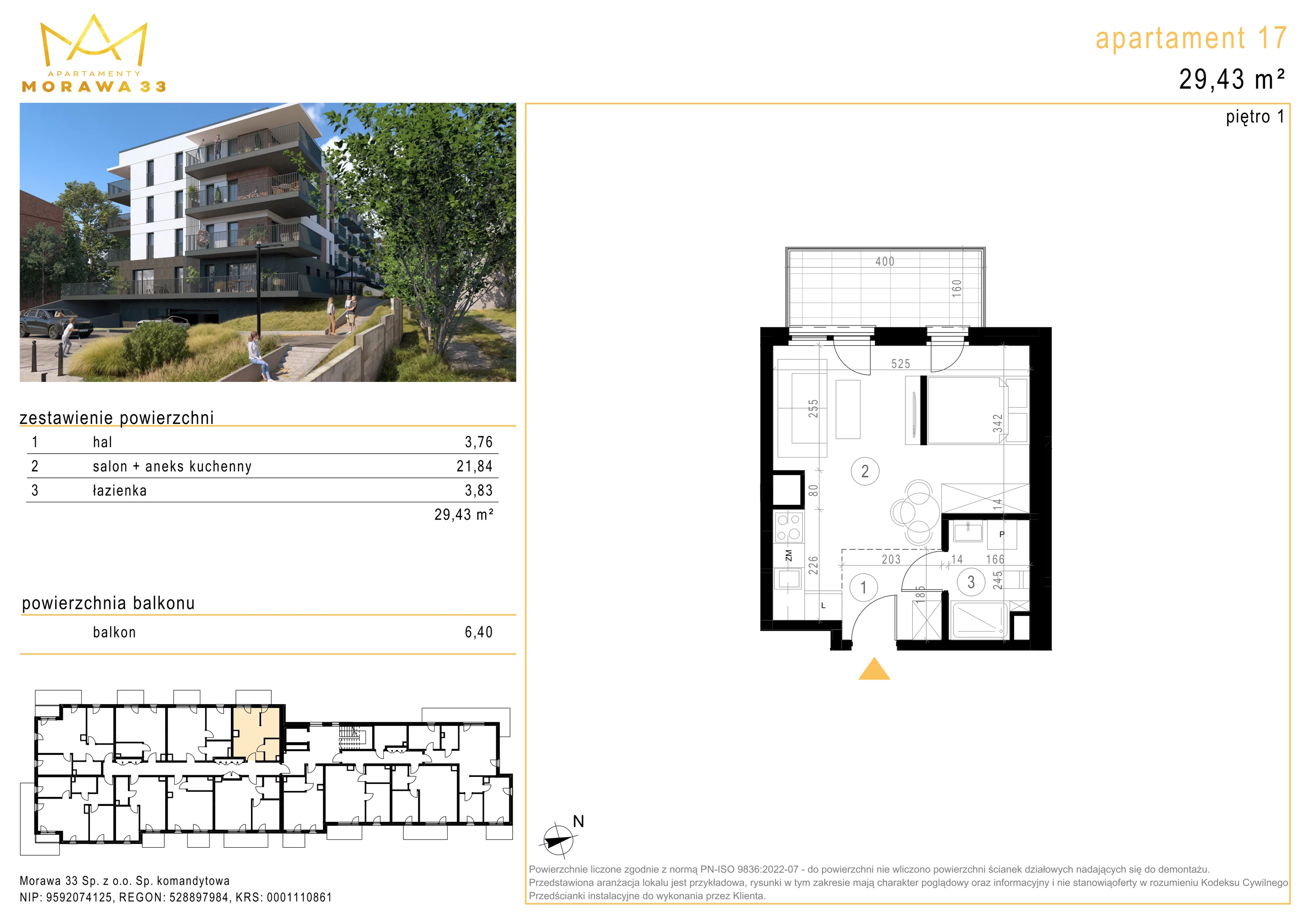 Mieszkanie 29,43 m², piętro 1, oferta nr 17, Morawa 33, Katowice, Szopienice-Burowiec, ul. Morawa 33