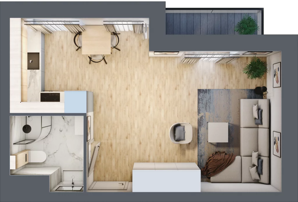 1 pokój, apartament 30,85 m², piętro 1, oferta nr E5, DA-KO Apartamenty, Gorzów Wielkopolski, ul. Żelazna