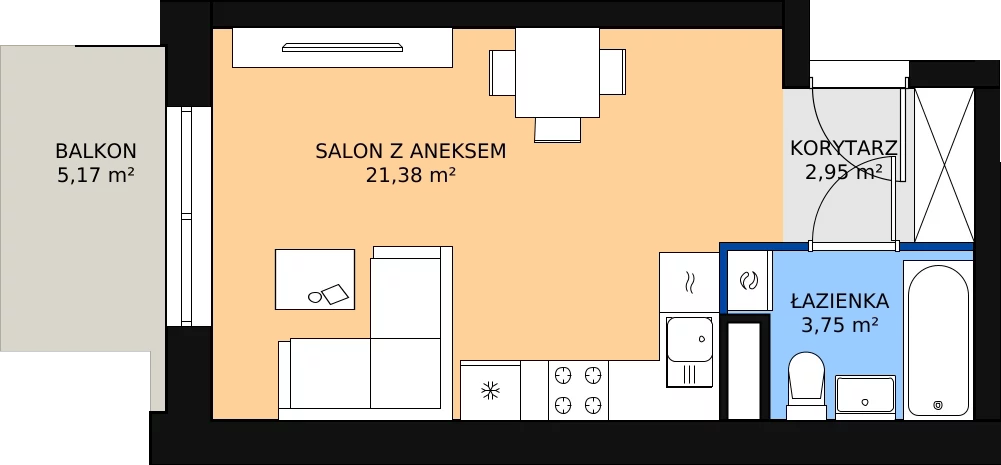 Zalety mieszkania 28.08 m², E6