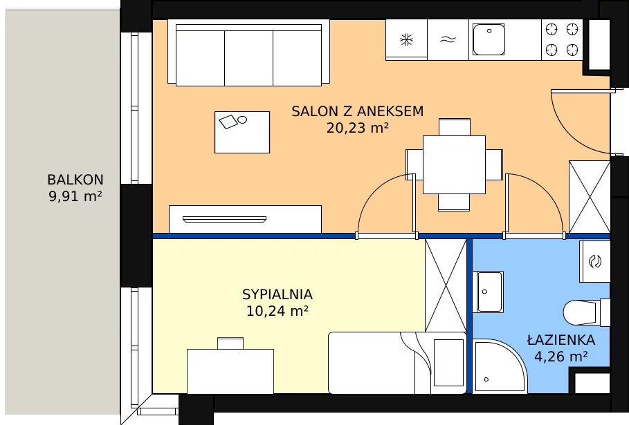 Zalety mieszkania 34.37 m², E7