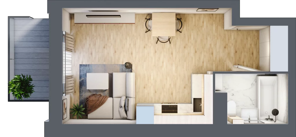 1 pokój, mieszkanie 28,08 m², piętro 2, oferta nr E11, DA-KO Apartamenty, Gorzów Wielkopolski, ul. Żelazna
