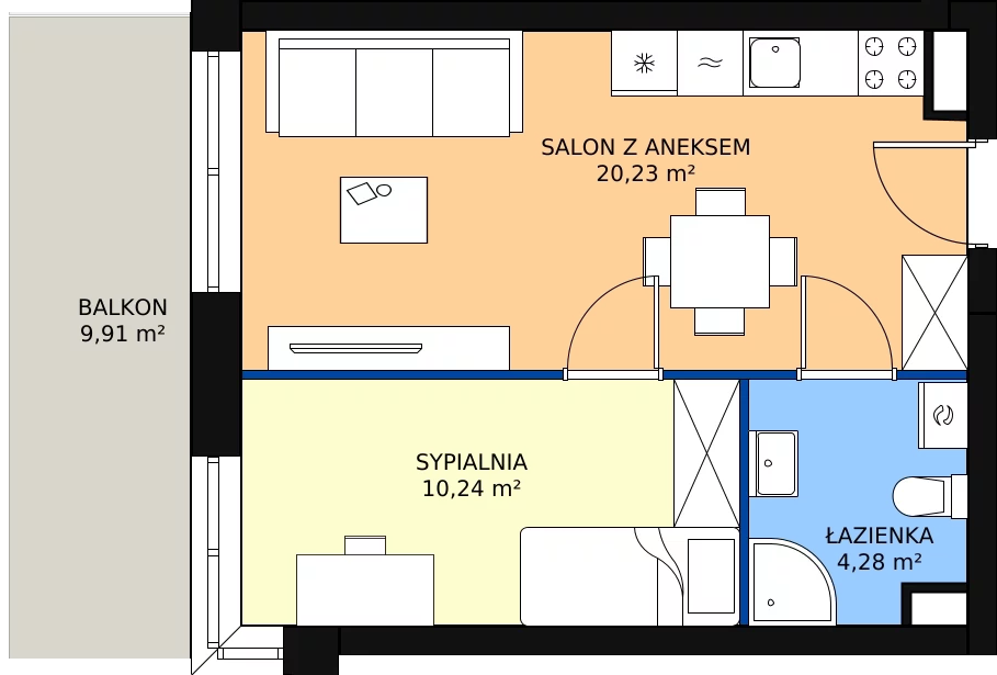 Zalety mieszkania 34.75 m², E16