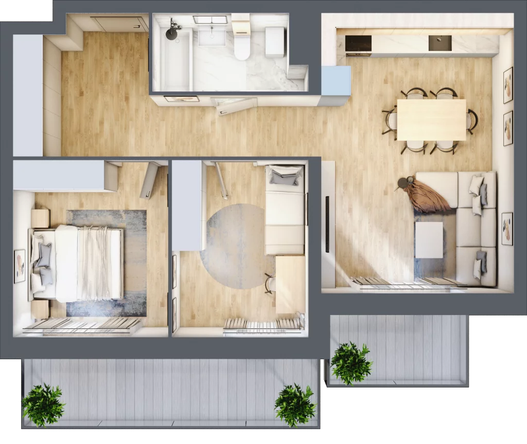 3 pokoje, mieszkanie 60,78 m², piętro 2, oferta nr D10, DA-KO Apartamenty, Gorzów Wielkopolski, ul. Żelazna