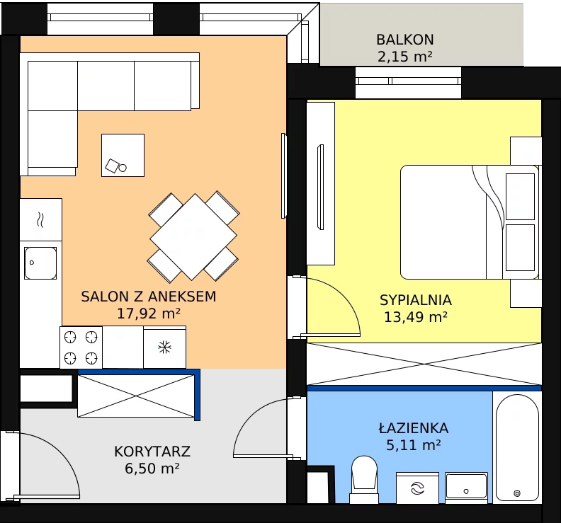 Zalety mieszkania 43.02 m², C9