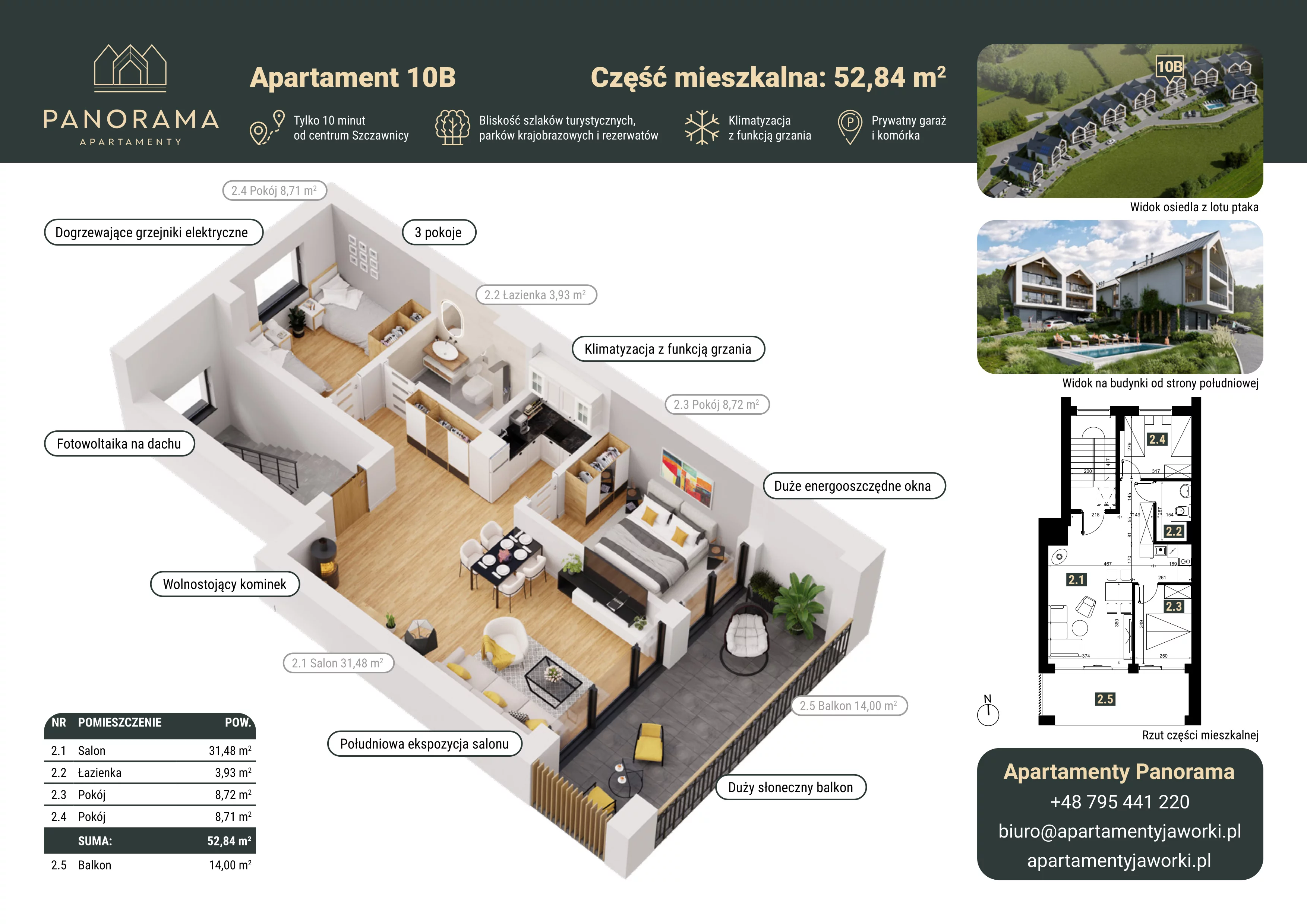 Apartament 77,93 m², piętro 1, oferta nr 10B, Apartamenty Panorama, Jaworki, ul. Biała Woda