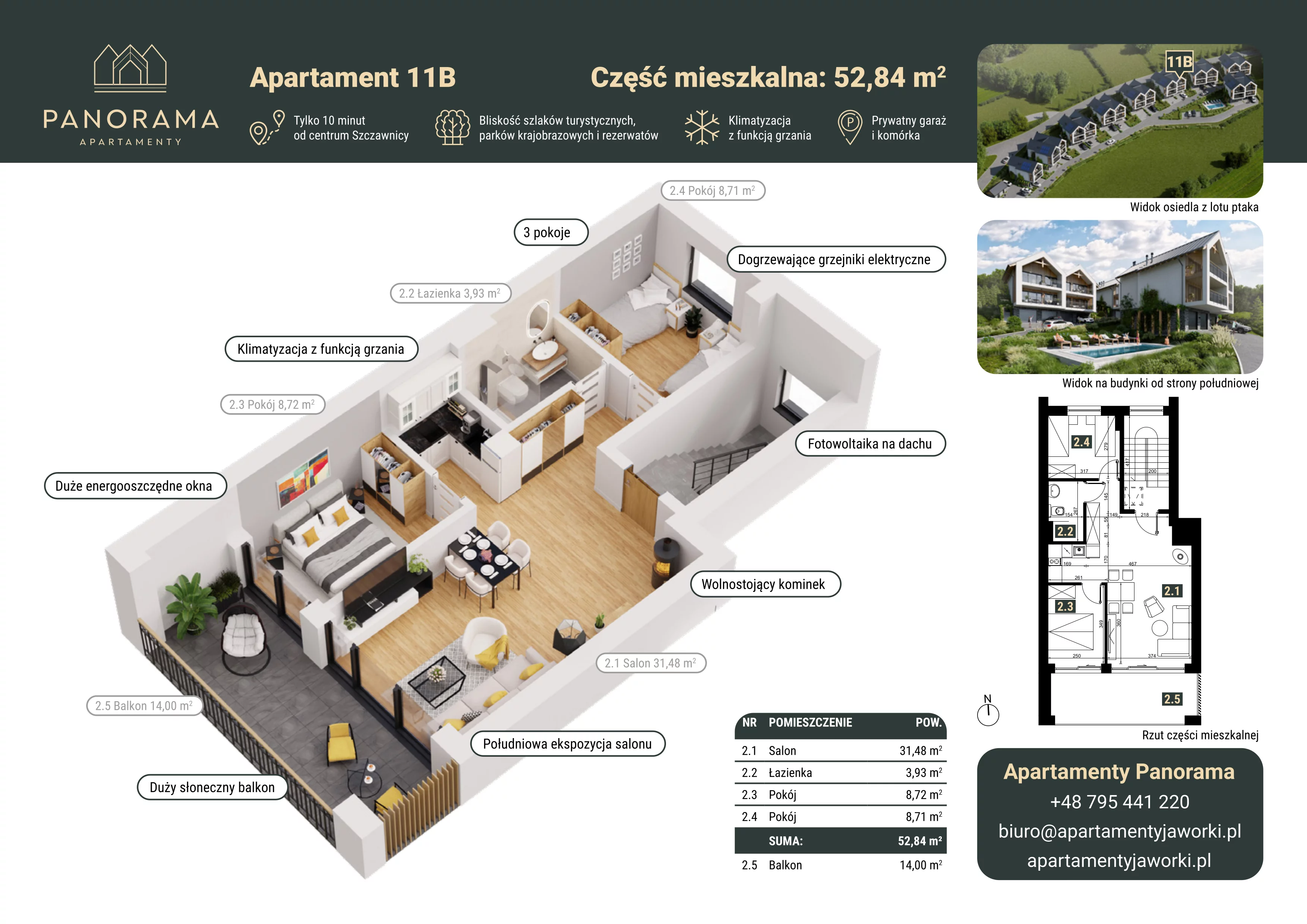 Apartament 77,93 m², piętro 1, oferta nr 11B, Apartamenty Panorama, Jaworki, ul. Biała Woda