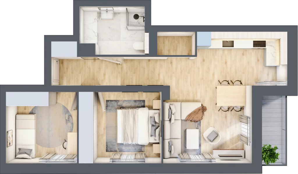 3 pokoje, apartament 55,65 m², piętro 1, oferta nr A4, Polanica Living, Polanica-Zdrój, ul. Bystrzycka