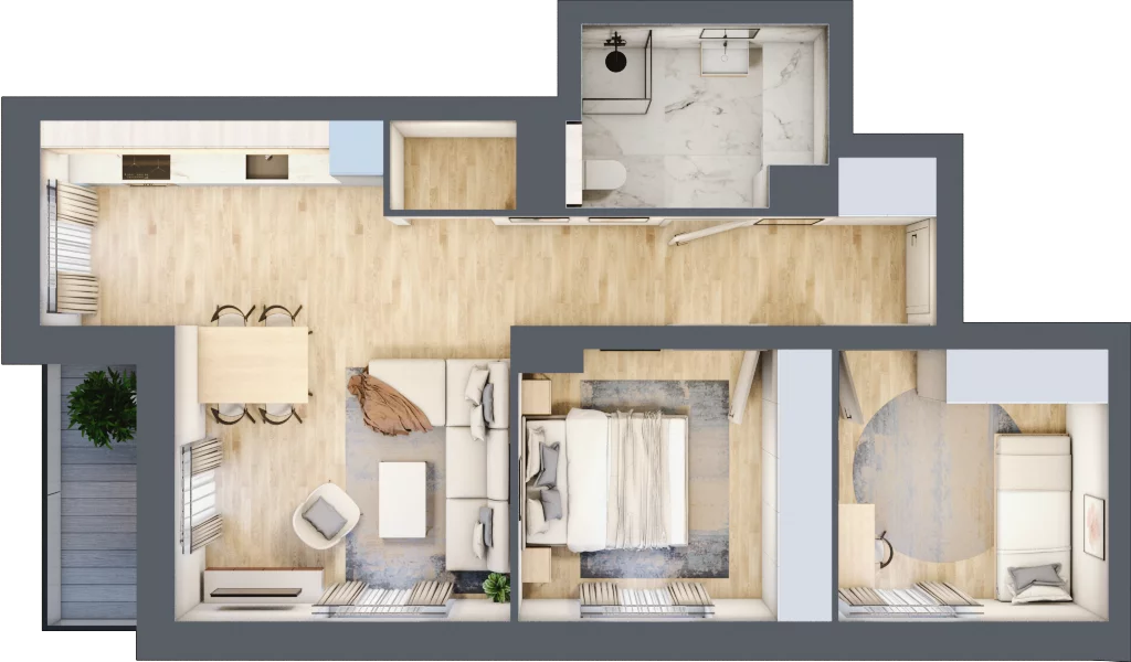 3 pokoje, apartament 55,39 m², piętro 2, oferta nr A5, Polanica Living, Polanica-Zdrój, ul. Bystrzycka