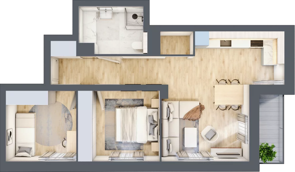 3 pokoje, apartament 55,45 m², piętro 2, oferta nr A8, Polanica Living, Polanica-Zdrój, ul. Bystrzycka