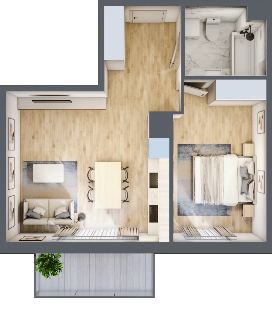 2 pokoje, mieszkanie 44,65 m², piętro 2, oferta nr 31, Villa Duninów, Warszawa, Białołęka, Henryków, ul. Duninów 7