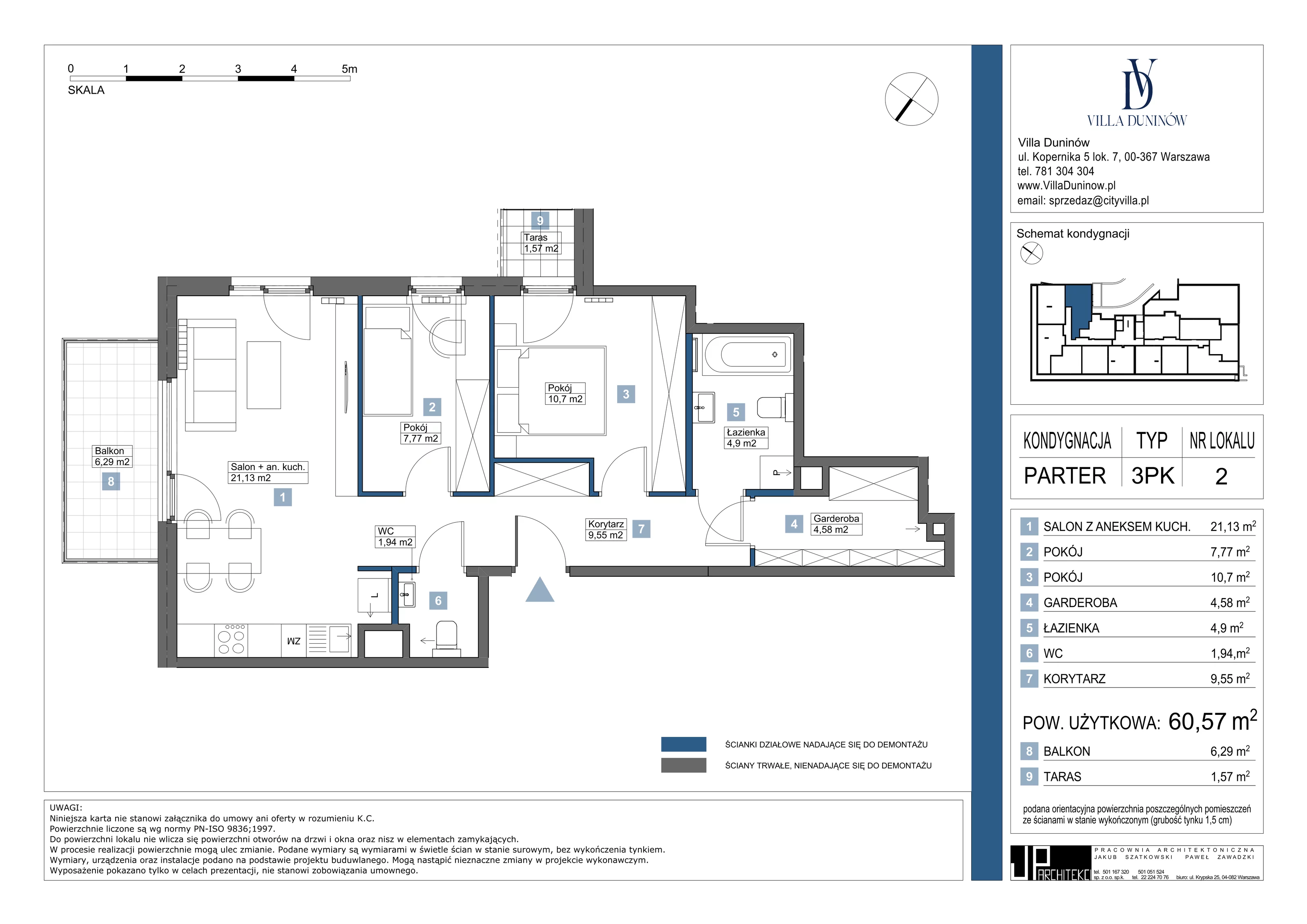 Mieszkanie 60,57 m², parter, oferta nr 02, Villa Duninów, Warszawa, Białołęka, Henryków, ul. Duninów 7