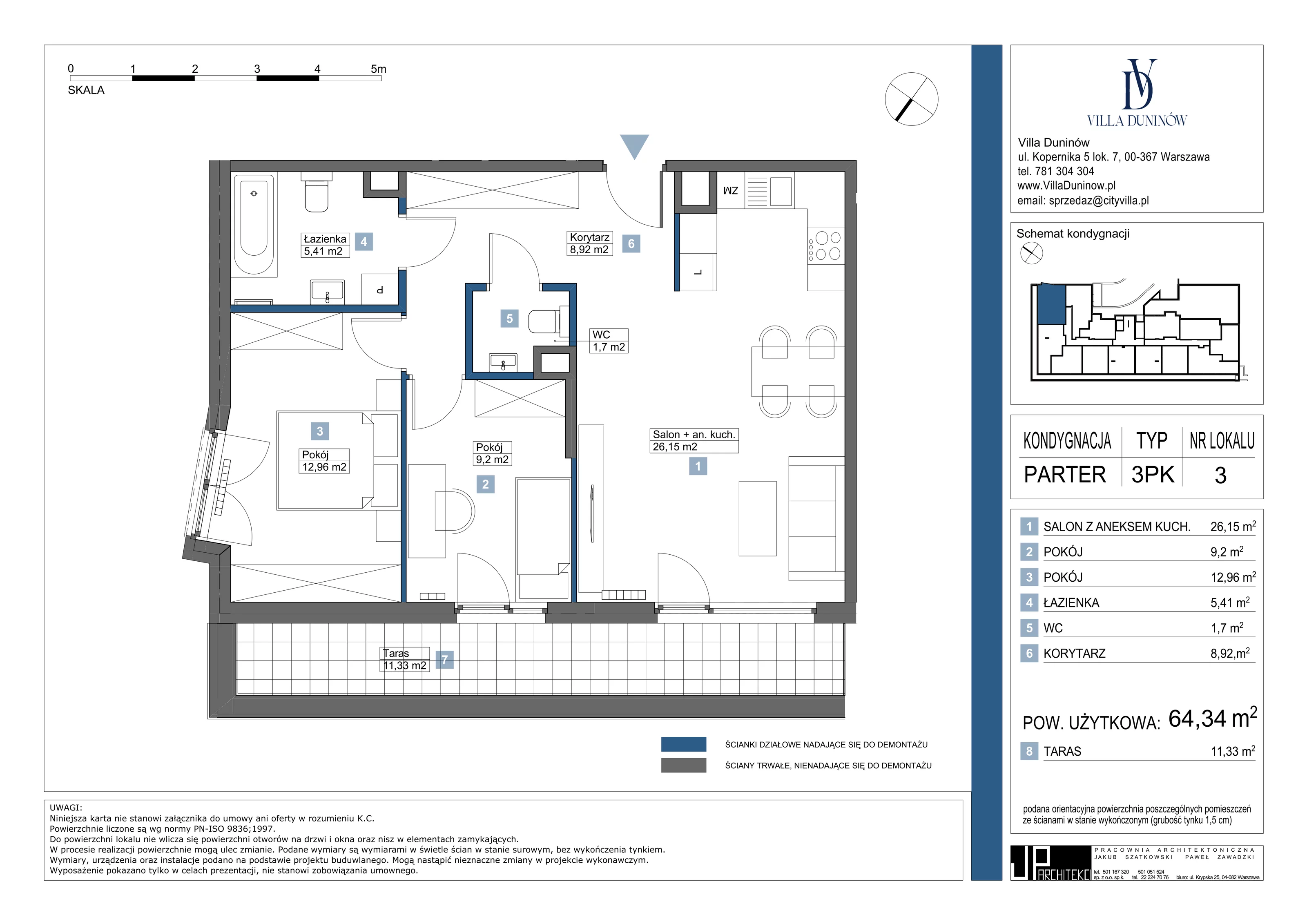 Mieszkanie 63,91 m², parter, oferta nr 03, Villa Duninów, Warszawa, Białołęka, Henryków, ul. Duninów 7