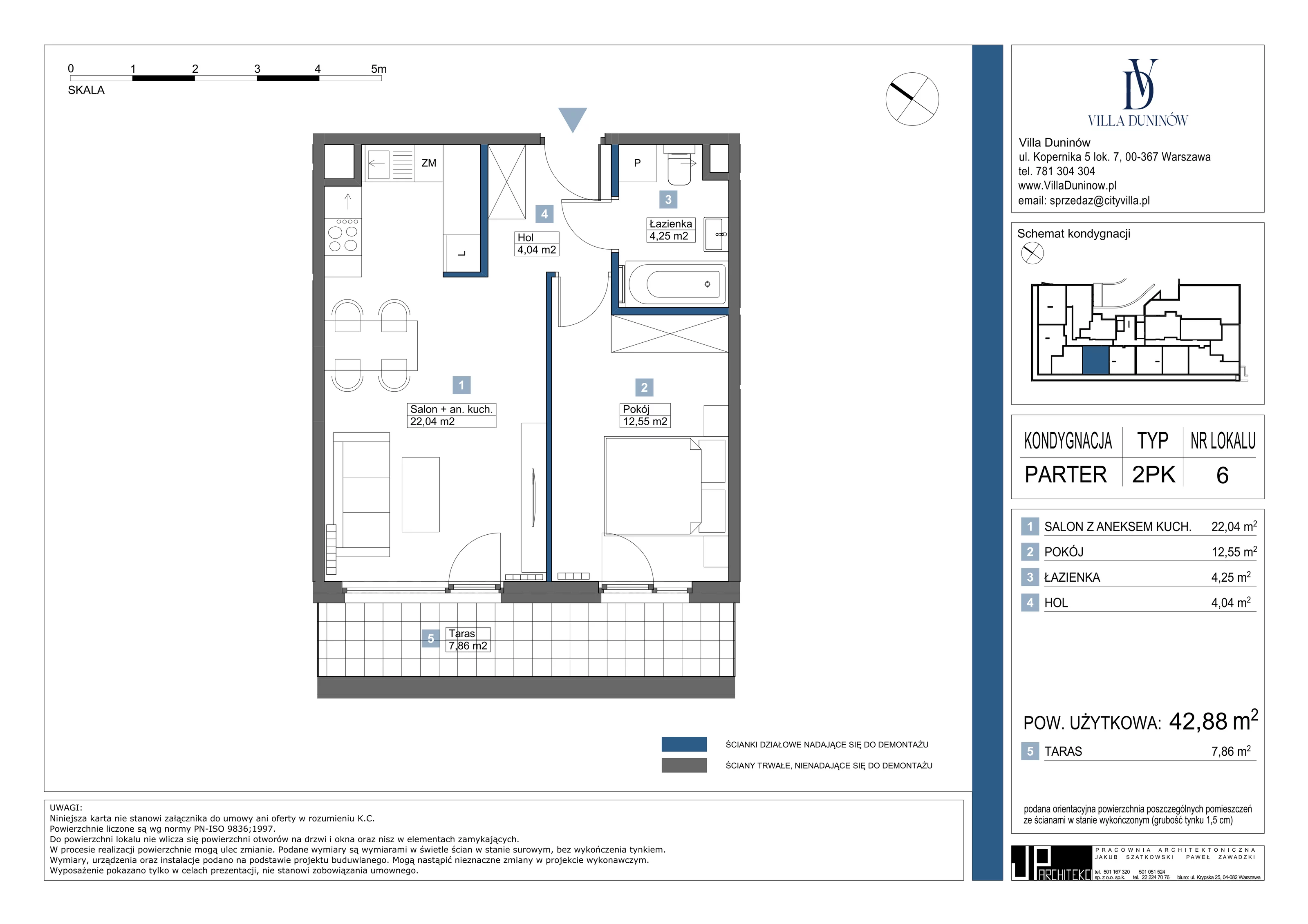 Mieszkanie 42,88 m², parter, oferta nr 06, Villa Duninów, Warszawa, Białołęka, Henryków, ul. Duninów 7, 03-182 Warszawa