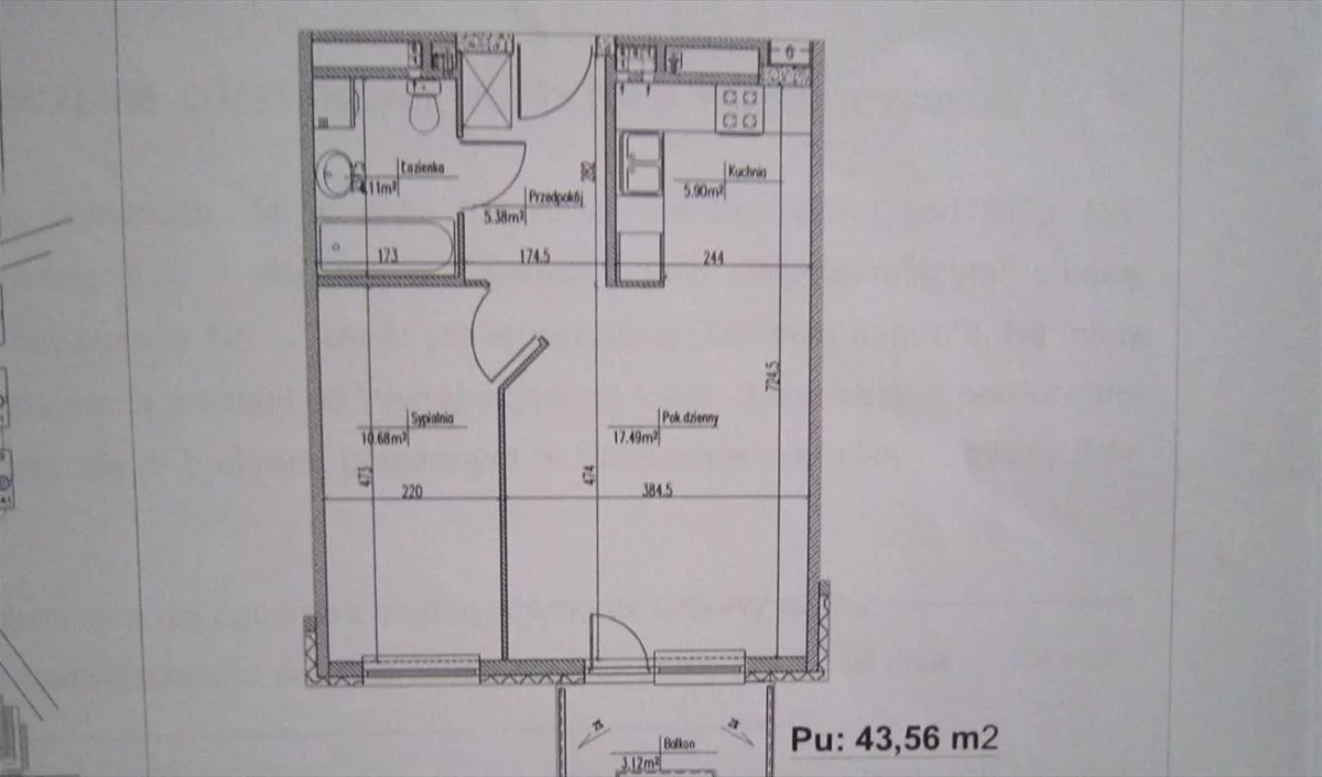 Mieszkanie dwupokojowe 43,35 m², Warszawa, Kartograficzna, Sprzedaż