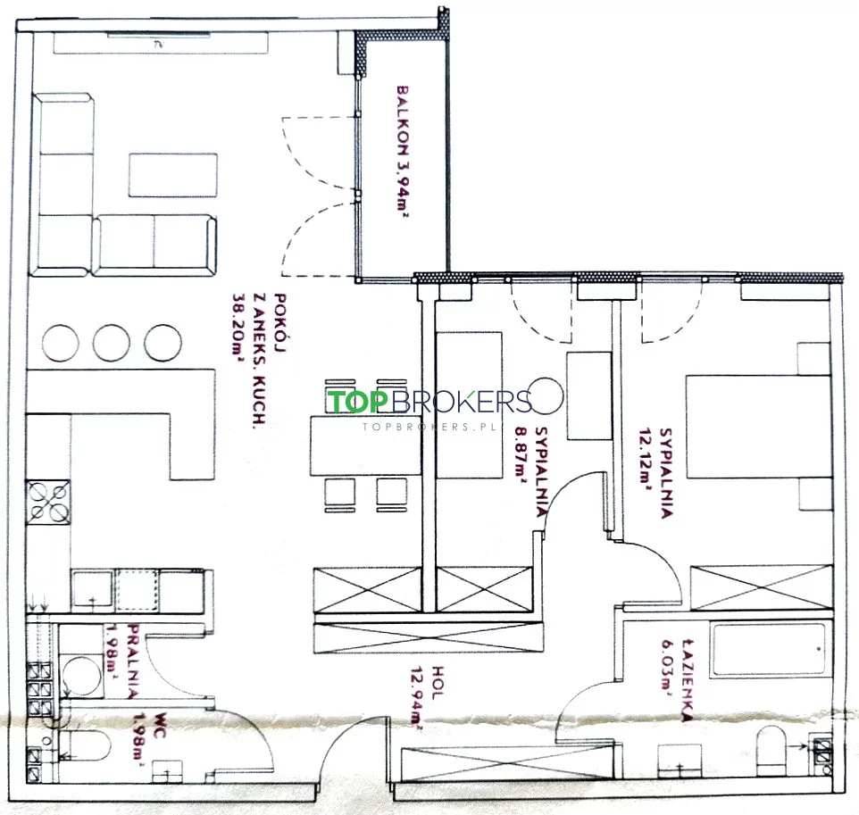 3 pokoje, mieszkanie 83,20 m², piętro 1, oferta nr , TB#240536, Warszawa, Geometryczna