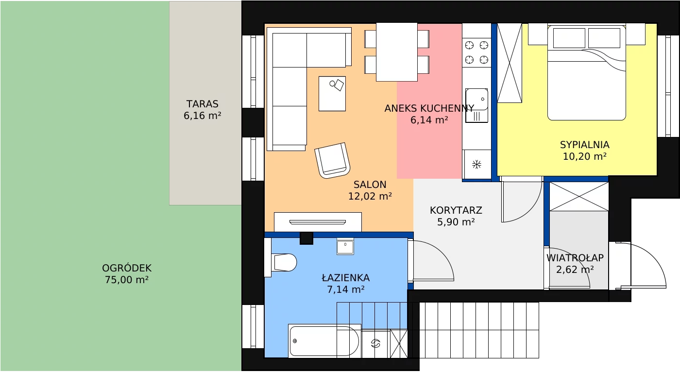 Zalety mieszkania 44.02 m², M27