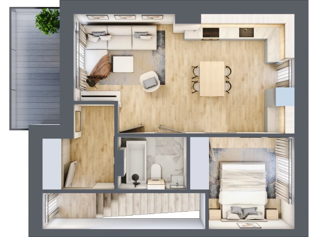 2 pokoje, mieszkanie 42,49 m², piętro 1, oferta nr M28, Osiedle Zacisze Nagawczyna, Nagawczyna, Nagawczyna