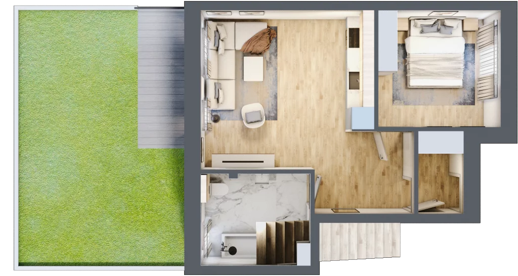 2 pokoje, mieszkanie 44,02 m², parter, oferta nr M23, Osiedle Zacisze Nagawczyna, Nagawczyna, Nagawczyna