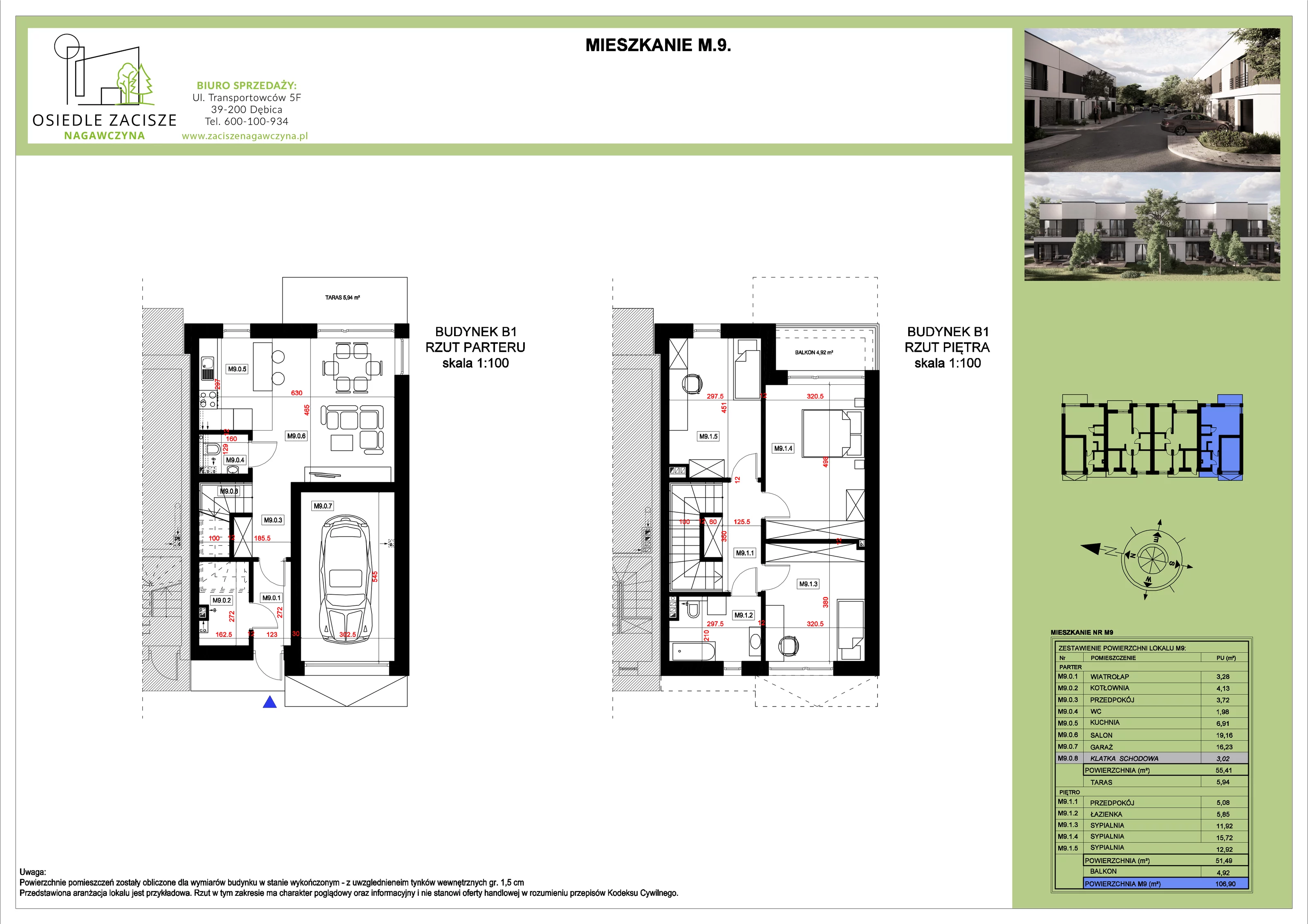 Mieszkanie 106,90 m², parter, oferta nr M9, Osiedle Zacisze Nagawczyna, Nagawczyna, Nagawczyna