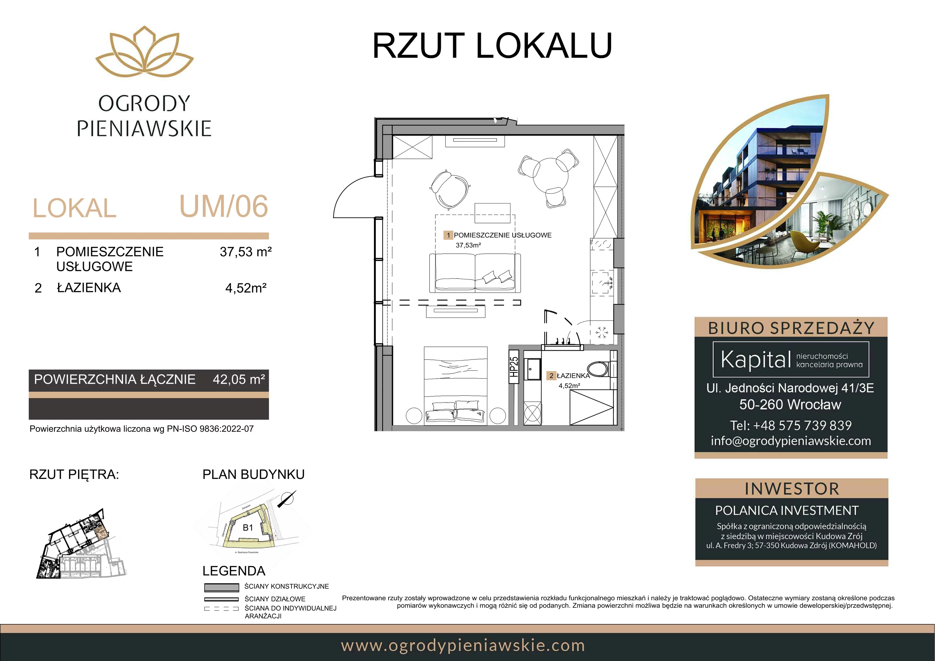 1 pokój, apartament 42,05 m², parter, oferta nr UM//06, Ogrody Pieniawskie, Polanica-Zdrój, ul. Zdrojowa