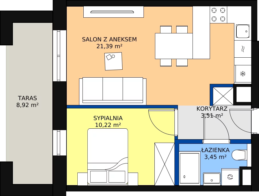 Zalety mieszkania 38.57 m², 40