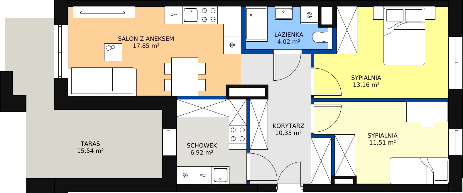 Zalety mieszkania 63.81 m², 33