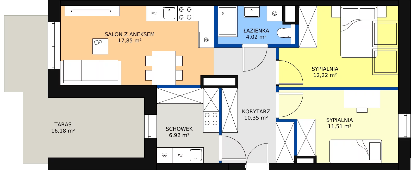 Zalety mieszkania 62.87 m², 36