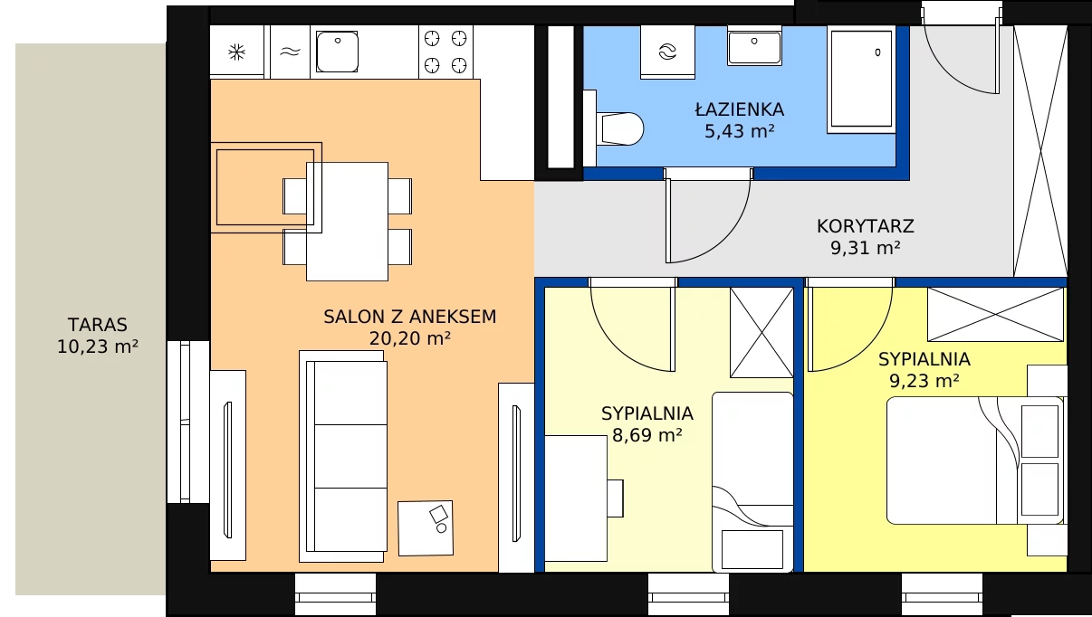 Zalety mieszkania 52.86 m², 58