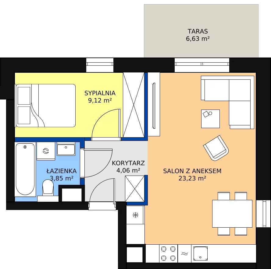 Zalety mieszkania 40.26 m², 61