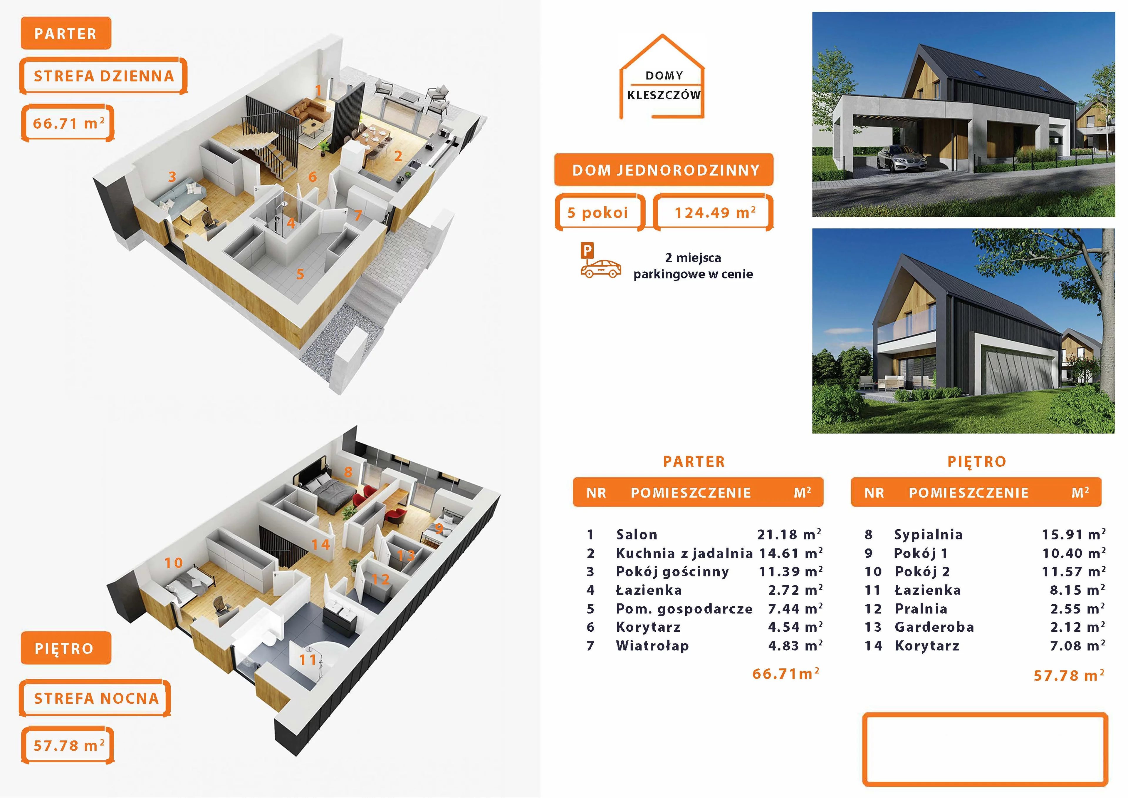 Dom i rezydencja 124,49 m², oferta nr B, Domy Kleszczów, Kleszczów, Kleszczów 199