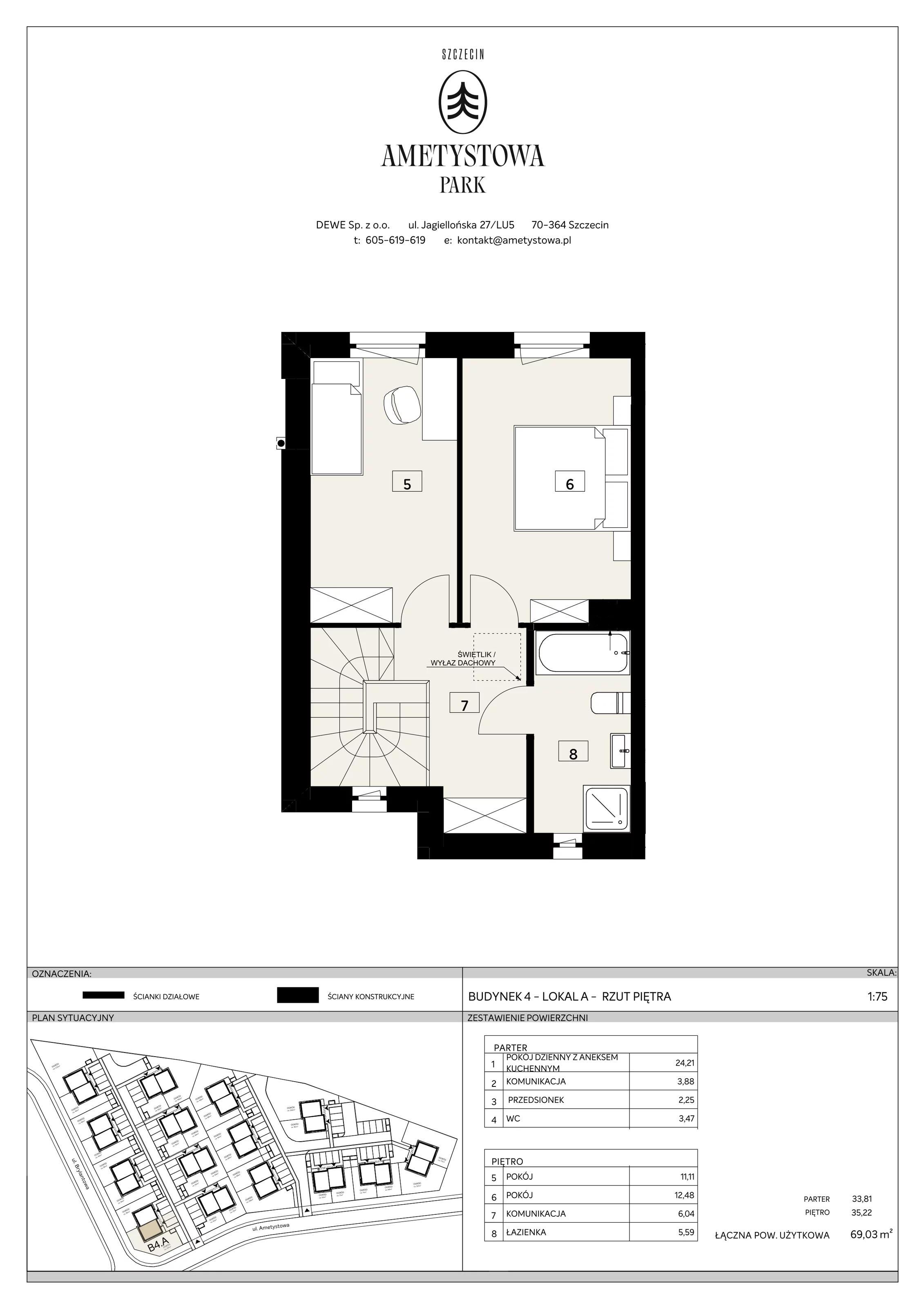 Dom 69,03 m², oferta nr B4/A, Ametystowa Park, Szczecin, Prawobrzeże, Załom, ul. Ametystowa