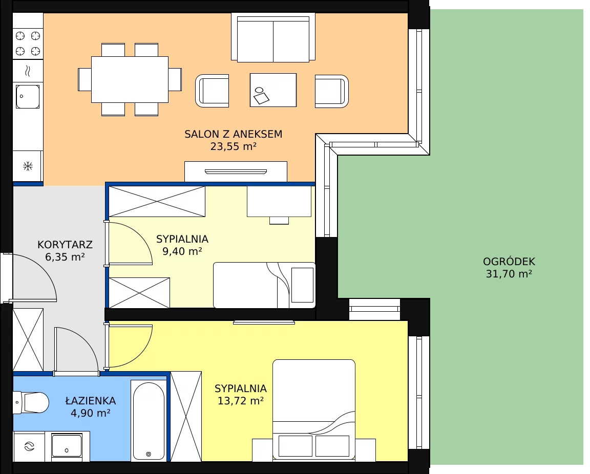 Zalety mieszkania 57.92 m², E04