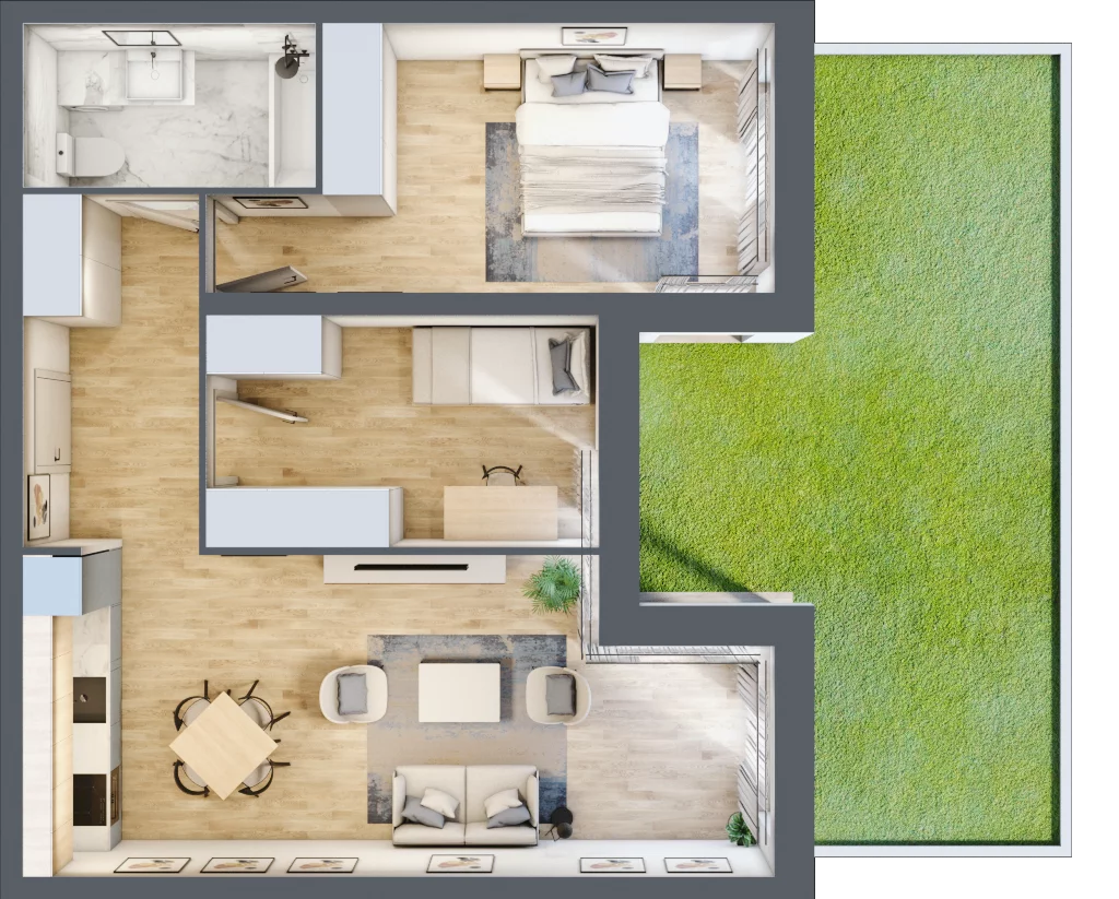 3 pokoje, mieszkanie 57,92 m², parter, oferta nr E05, Nowomiejska, Suwałki, Północ, ul. Nowomiejska