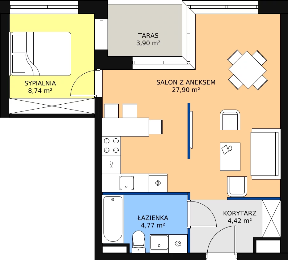Zalety mieszkania 45.83 m², E11