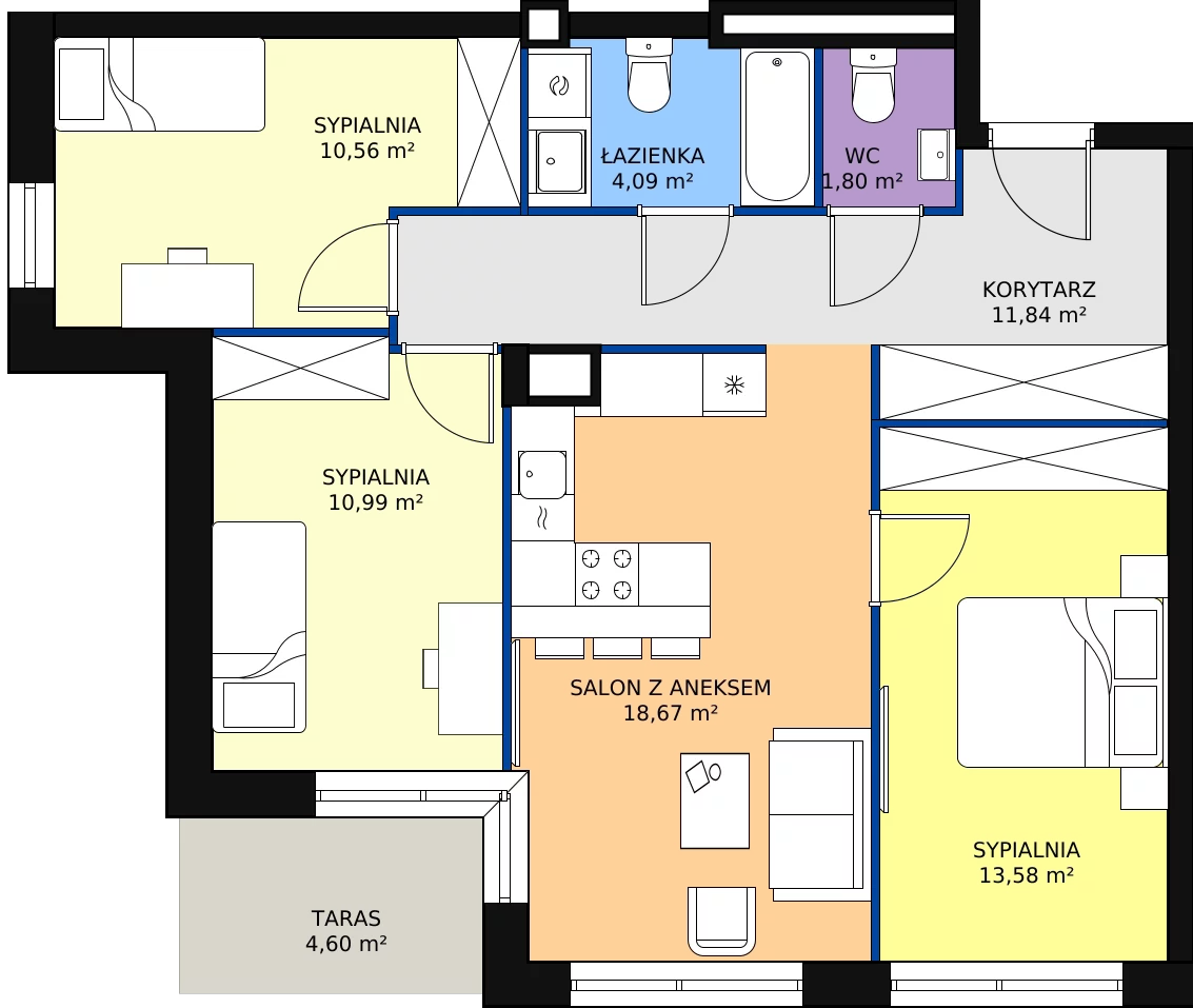 Zalety mieszkania 71.53 m², E17