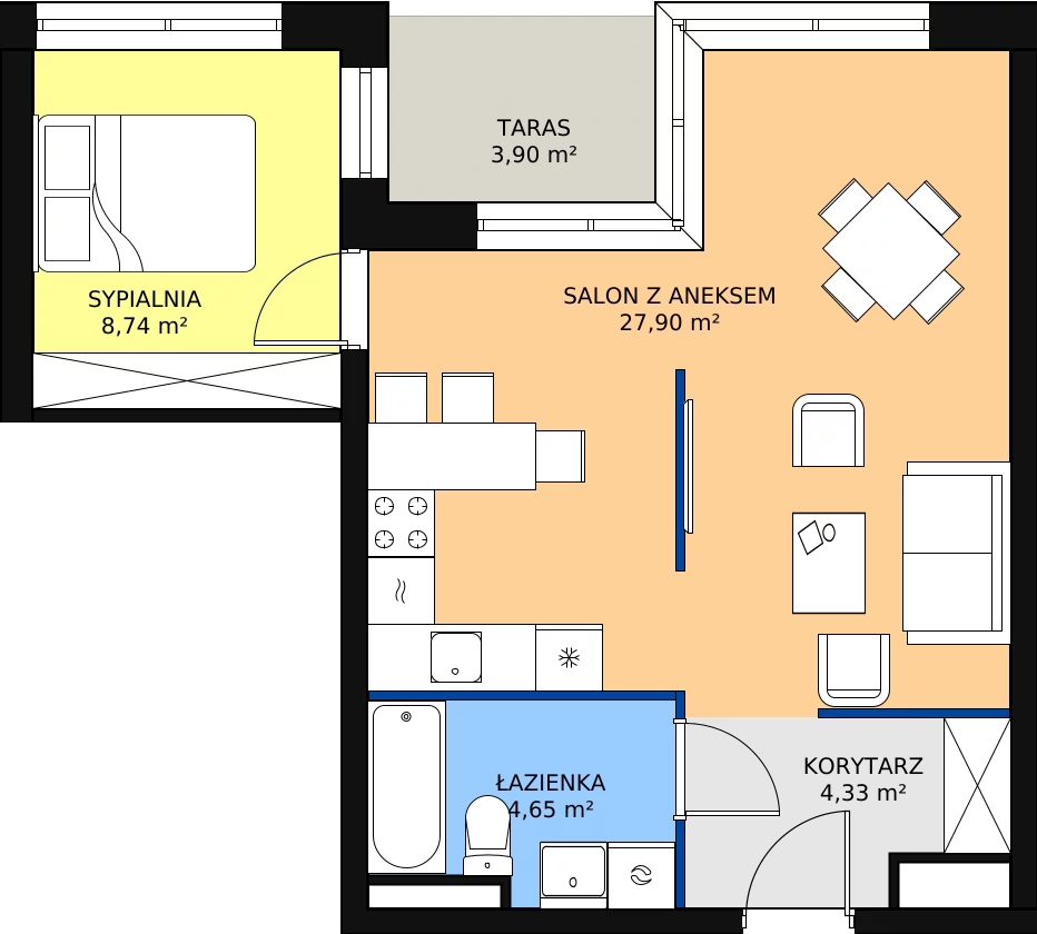 Zalety mieszkania 45.62 m², E21