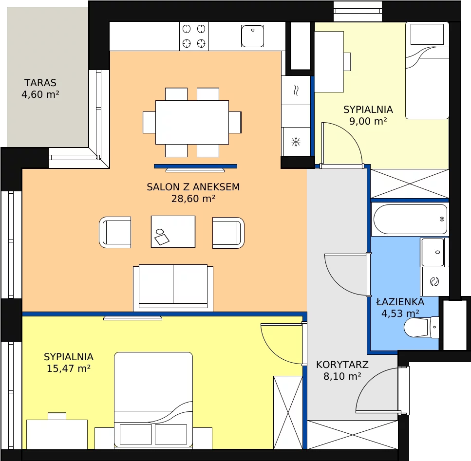 Zalety mieszkania 65.7 m², E32