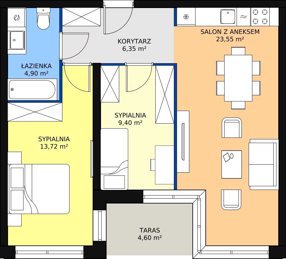 Zalety mieszkania 57.92 m², E34