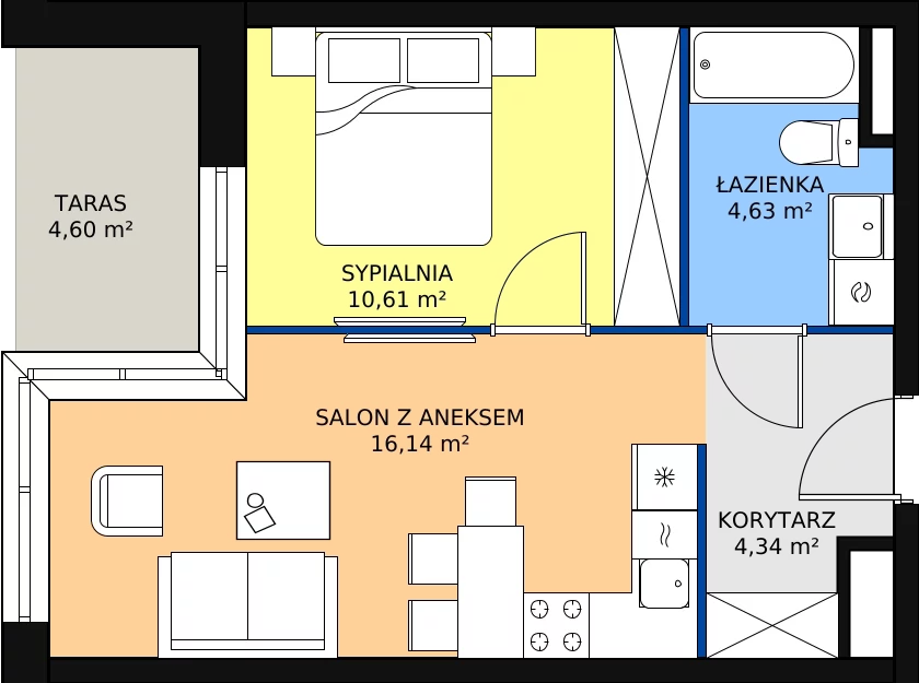Zalety mieszkania 35.72 m², E40