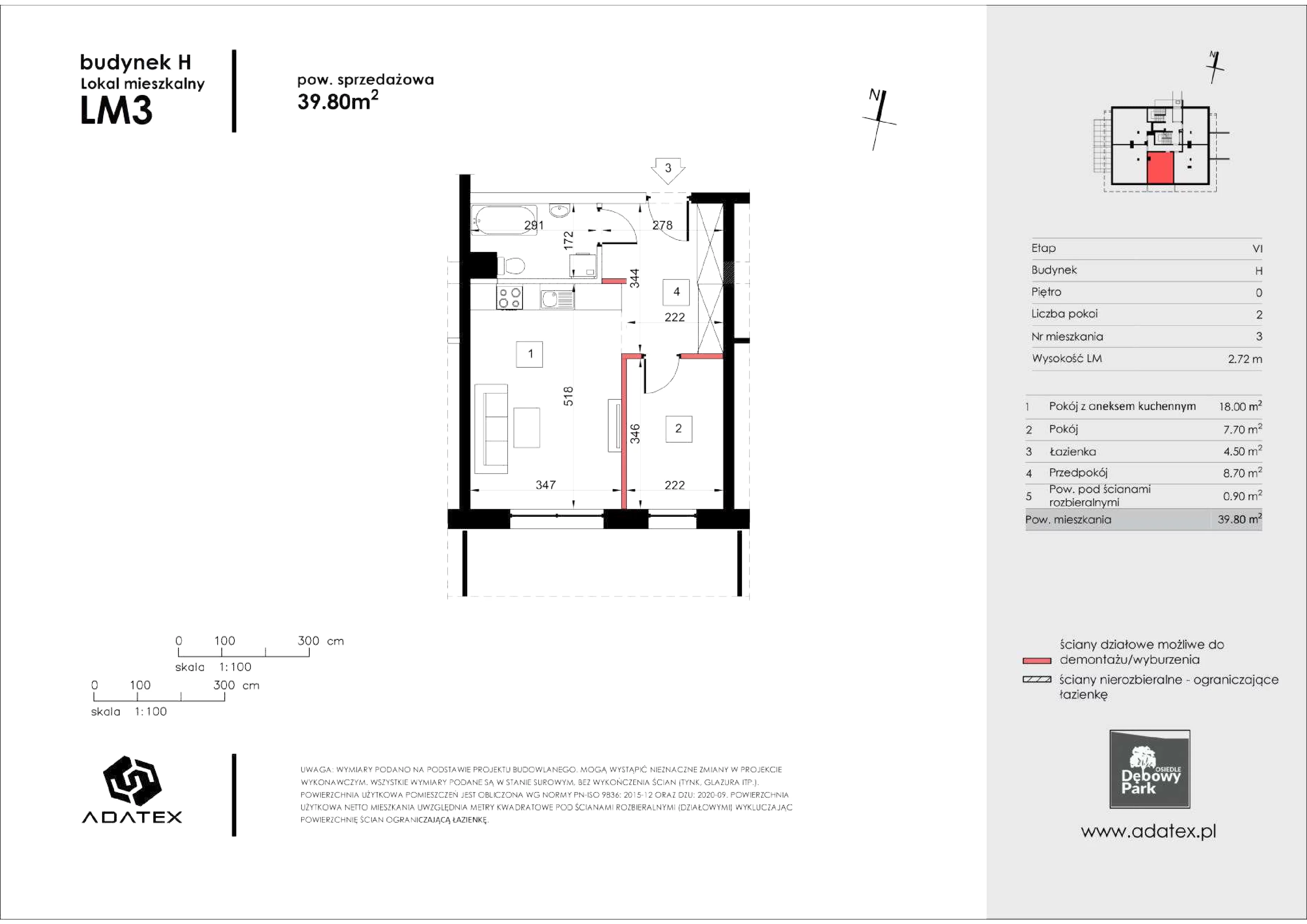 2 pokoje, mieszkanie 39,80 m², parter, oferta nr H3, Osiedle Dębowy Park, Siemianowice Śląskie, Bytków, ul. Oświęcimska 7a