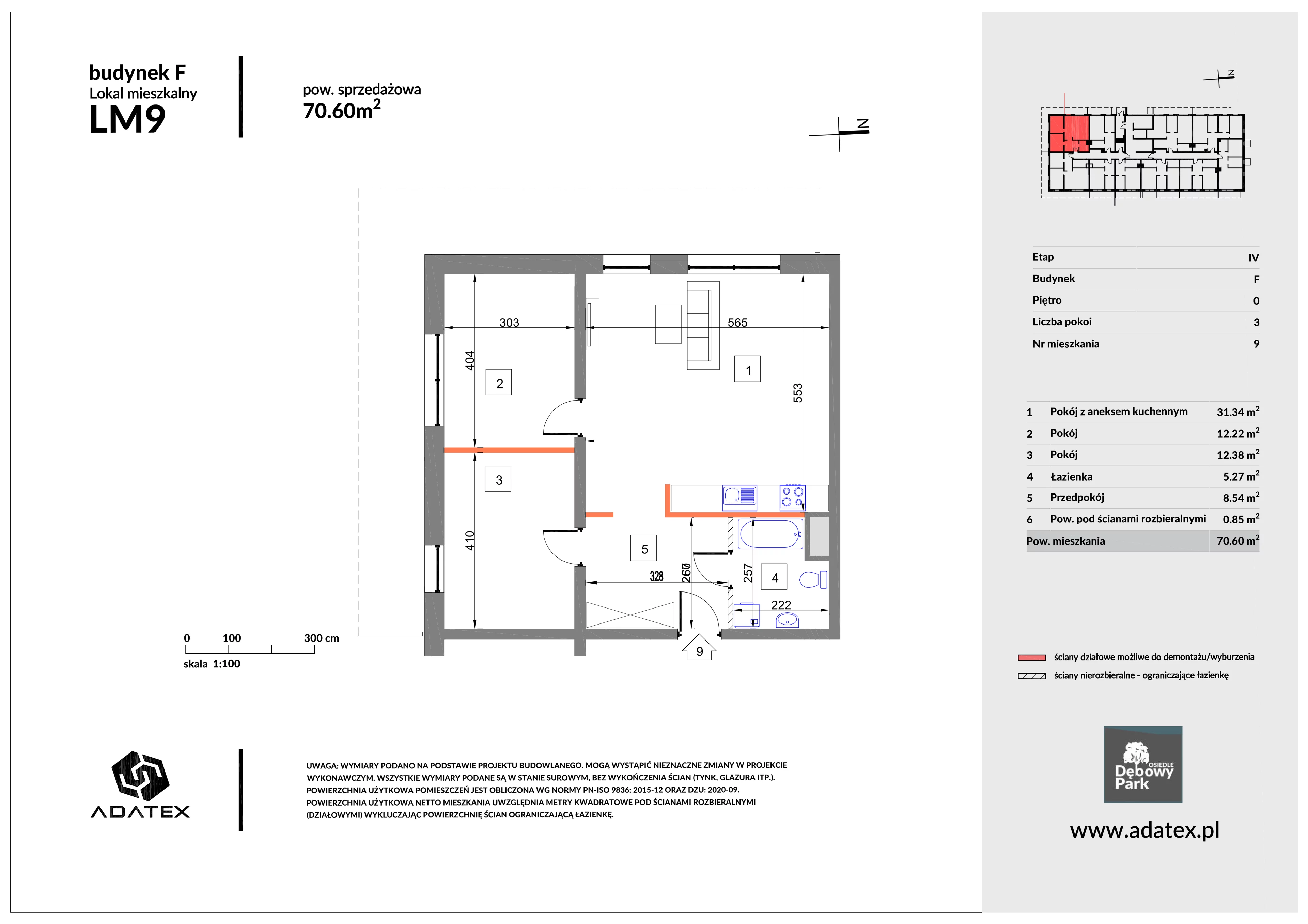 3 pokoje, mieszkanie 70,60 m², parter, oferta nr F9, Osiedle Dębowy Park, Siemianowice Śląskie, Bytków, ul. Oświęcimska 7a